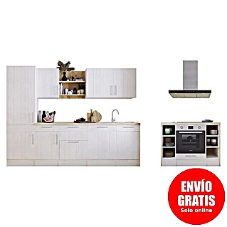 Respekta Cocina de isla Anton con fuego (Ancho: 280 cm, Blanco, Con electrodomésticos)
