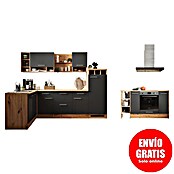 Respekta Cocina de isla Hilde con fuego (Ancho: 280 cm, Gris, Mate, Con electrodomésticos) | BAUHAUS