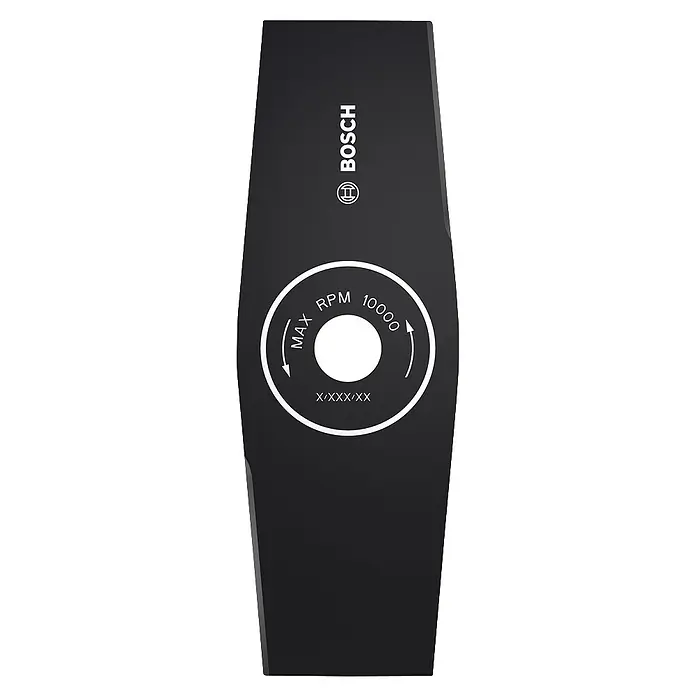 Bosch Professional Ersatzmesser 2-Zahn - Passend für: Kompatible Bosch Pro Akku-Freischneider - Schwarzes Bosch Trimmermesser mit MAX RPM 10000 Markierung und Rotationsanzeigen.