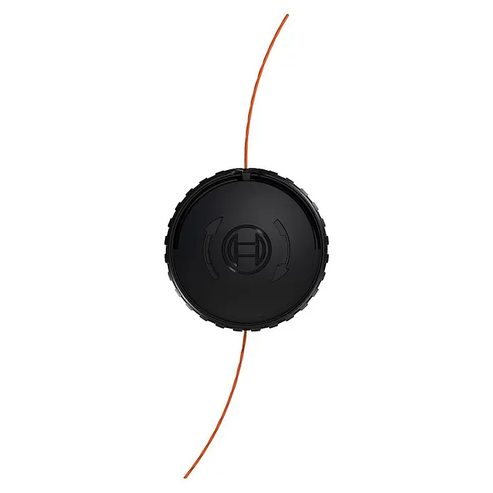 Bosch Professional Ersatzfadenspule - Fadenlänge: 3 m, Fadenstärke: 2,4 mm, Passend für: Kompatible Bosch Pro Akku‑Rasentrimmer - Schwarzer runder Trimmerkopf mit Bosch-Logo und orangefarbenem Faden, der oben und unten herausragt.