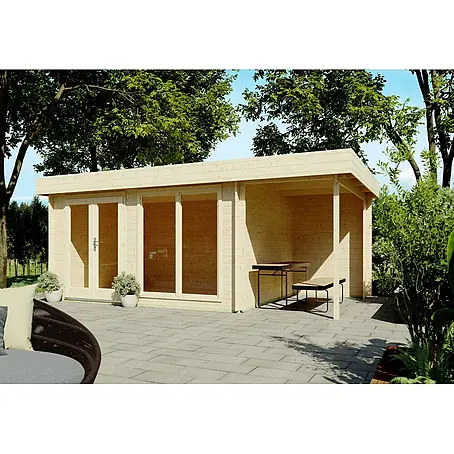 Fjordholz Flachdach Gartenhaus  Luke 28, 11.61 m² + 4.48 m² Grundfläche