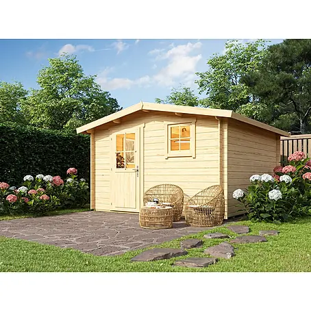 Fjordholz Satteldach Gartenhaus  Eliza 5B, Farbbehandlung Lichtgrau