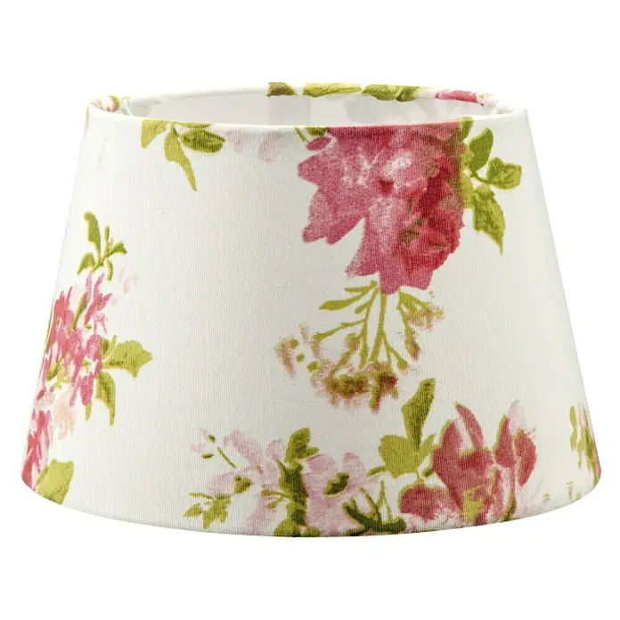 Home Sweet Home Lampenschirm Blumen - Ø x H: 20 x 13 cm, Creme, Bunt, Baumwolle, Rund - Nahaufnahme eines Lampenschirms mit floralem Muster, ideal für eine gemütliche Atmosphäre.