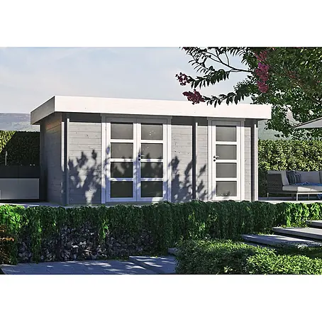 Fjordholz  Gartenhaus Brita 44 Moderne-Tür (Klarglas)