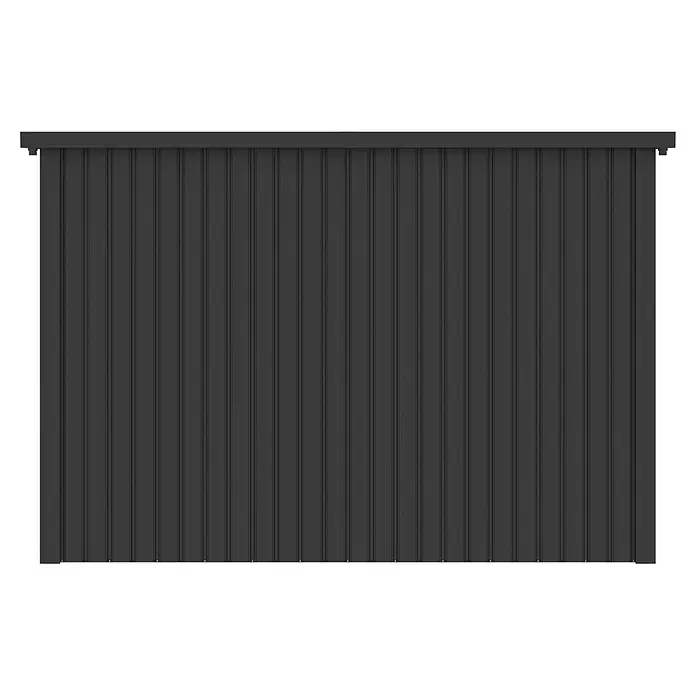 StarLine Metall Gerätehaus Style 7,56 m² Anthrazit - Außenbreite inkl. Dachüberstand: 294 cm, Außentiefe inkl. Dachüberstand: 275 cm, Metall, Anthrazit - Dunkelgraues Metallzaunpaneel mit vertikalen Wellenlamellen.