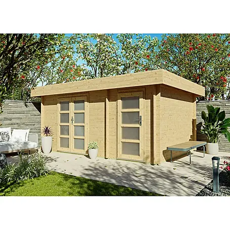 Fjordholz Flachdach Gartenhaus  Tekla 28, 8.75 m² + 4.25 m² Grundfläche