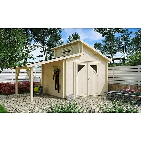 Fjordholz  Gartenhaus Varianta 44 B +SD Moderne-Tür (Klarglas)