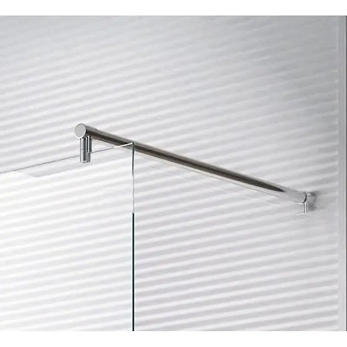 Glaszentrum Hagen Duschwand Glaszentrum Hagen LoLa 158x200 cm Walk in Duschwand Satin - Eloxiert, Weiß - Verchromte Metallstützstange für eine Duschwand aus Glas.