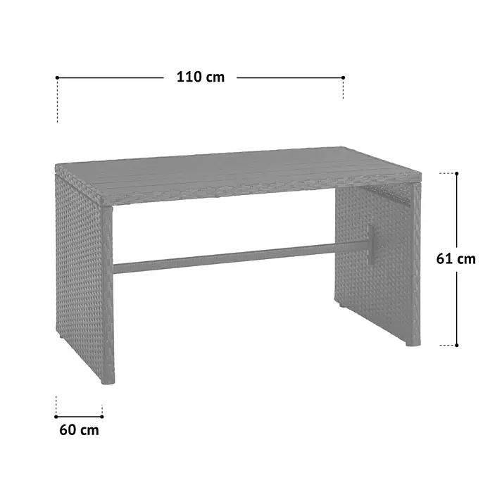SVITA Loungemöbel-Set ATHINA - Polyrattan, Grau - Grauer rechteckiger Gartentisch aus Polyrattan.