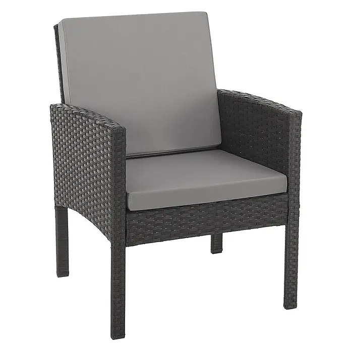 SVITA Gartenmöbel-Set DENVER - 6 -tlg., Polyrattan - Dunkelgrauer Rattan-Sessel mit hellgrauen Polstern, für den Außenbereich geeignet.