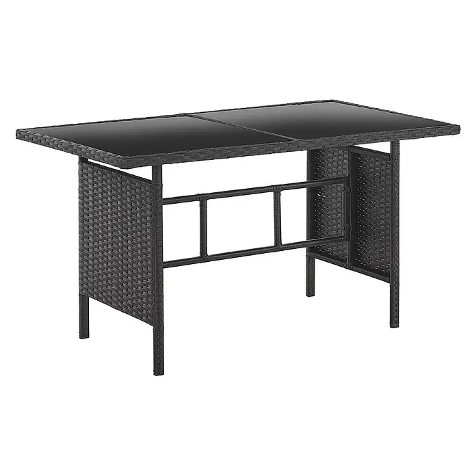 SVITA Gartenmöbel-Set DENVER - 6 -tlg., Polyrattan - Dunkelgrauer Rattan-Bartisch mit Glasplatte, rechteckig geformt und mit tragendem Gestell.