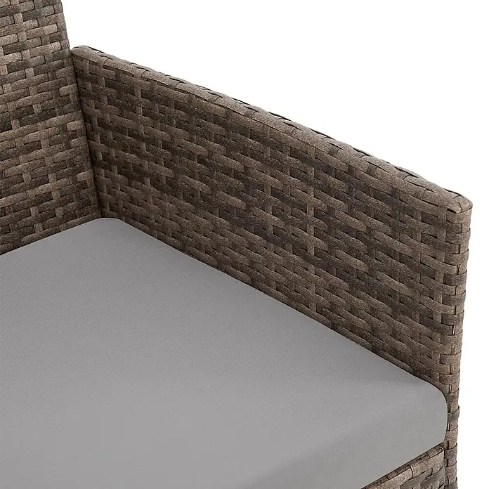 SVITA Loungemöbel-Set - 3 -tlg., Polyrattan, Braun - Brauner Korbsessel mit grauem Kissen.