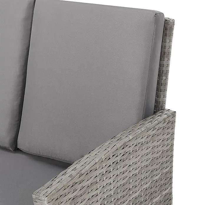 SVITA Loungemöbel-Set DENVER - Polyrattan, Grau - Graues Rattan-Gartensofa mit passenden grauen Kissen.