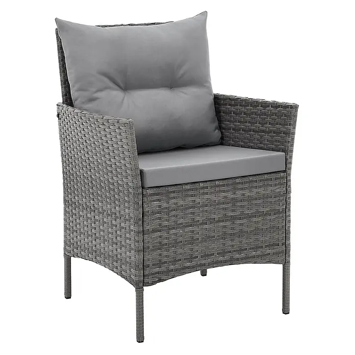 SVITA Loungemöbel-Set DALLAS - 4 -tlg., Polyrattan, Grau - Grauer Sessel aus Polyrattan mit passenden grauen Sitz- und Rückenkissen für den Außenbereich.