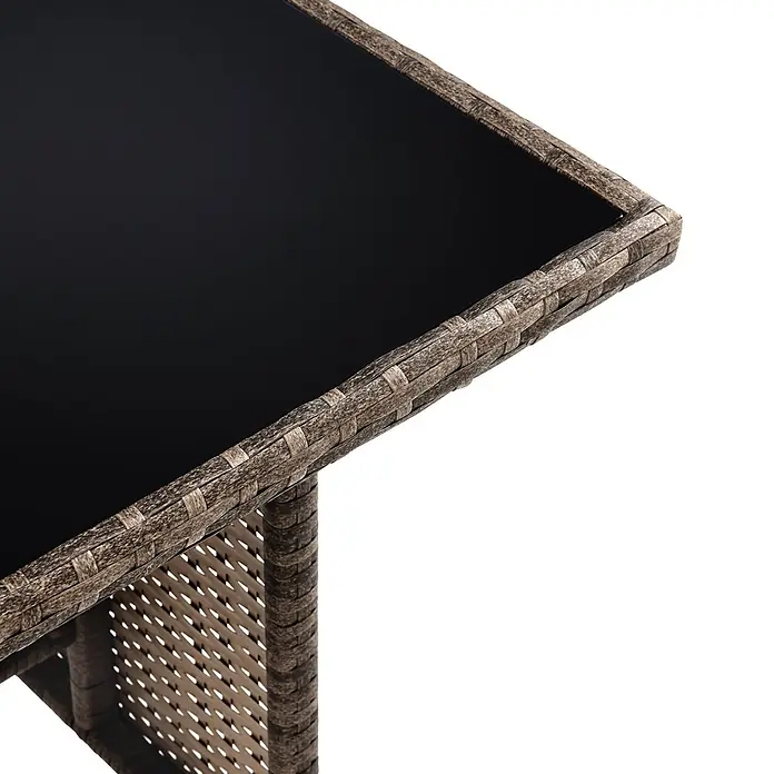 SVITA Loungemöbel-Set DENVER - Polyrattan, Braun - Brauner Flechttisch mit schwarzer Glasplatte.