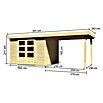 Karibu Gartenhaus Askola (L x B: 246 x 557 cm, Wandstärke: 19 mm, Flachdach, Natur, Mit Anbau)