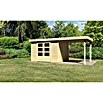 Karibu Gartenhaus Askola (L x B: 246 x 522 cm, Wandstärke: 19 mm, Flachdach, Natur, Mit Anbau)