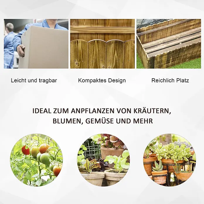 Furnicato Hochbeet - 120 x 40 x 40 cm, Holz, Naturholz - Gestuftes Hochbeet aus hellem Holz für Kräuter, Blumen und Gemüse. Kompakt, leicht und bietet reichlich Platz für Pflanzen.