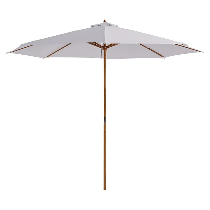 Outsunny Balkonschirm rund mit wasserabweisendem und UV-beständigem Stoff - Weiß, Durchmesser Bespannung: 300 cm - Weißer Gartenschirm mit Holzstange und Gestell.