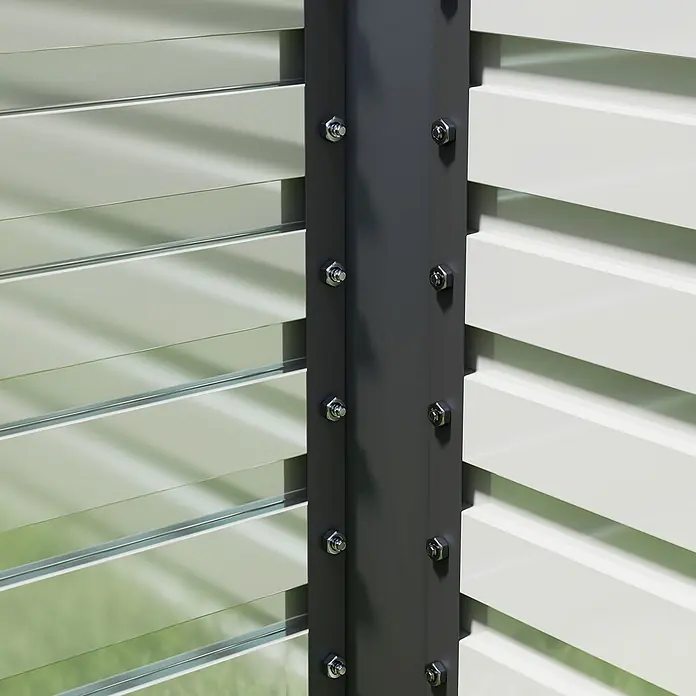 Outsunny Hochbeet - 240 x 60 x 60 cm, Stahl, Dunkelgrau - Modulares Zaunelement mit dunkelgrauem Pfosten, Chromschrauben, hellen und klaren Glaslamellen.