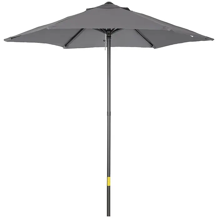 Outsunny Balkonschirm rund - Grau, Durchmesser Bespannung: 196 cm - Offener grauer Terrassenschirm mit dunklem Mast.