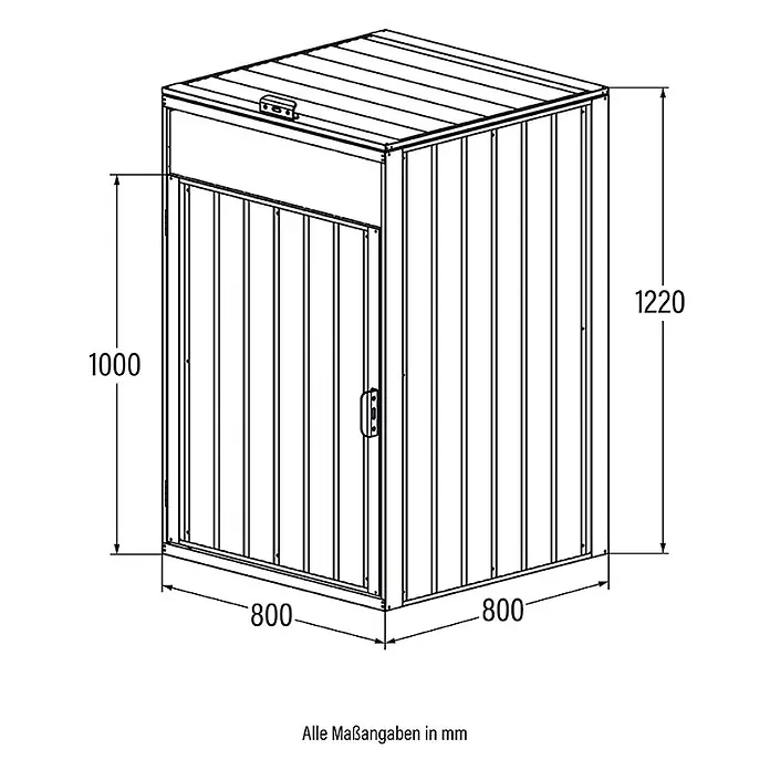 Home Deluxe Mülltonnenbox CUBO - 1x 240L - 80 x 80 cm, Stahl, Anthrazit, Geeignet für Anzahl Mülltonnen: 1 Stk. - Metall-Gerätebox mit 800x800mm Grundfläche, 1000-1220mm Höhe, Tür und schrägem Dach.