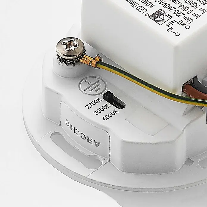 Arcchio Wandleuchte Vexi - L x B x H: 7,5 x 7,5 x 4,5 cm, schwarz - Weißer LED-Treiber mit Farbtemperaturschalter (2700K, 3000K, 4000K) und Verkabelung.