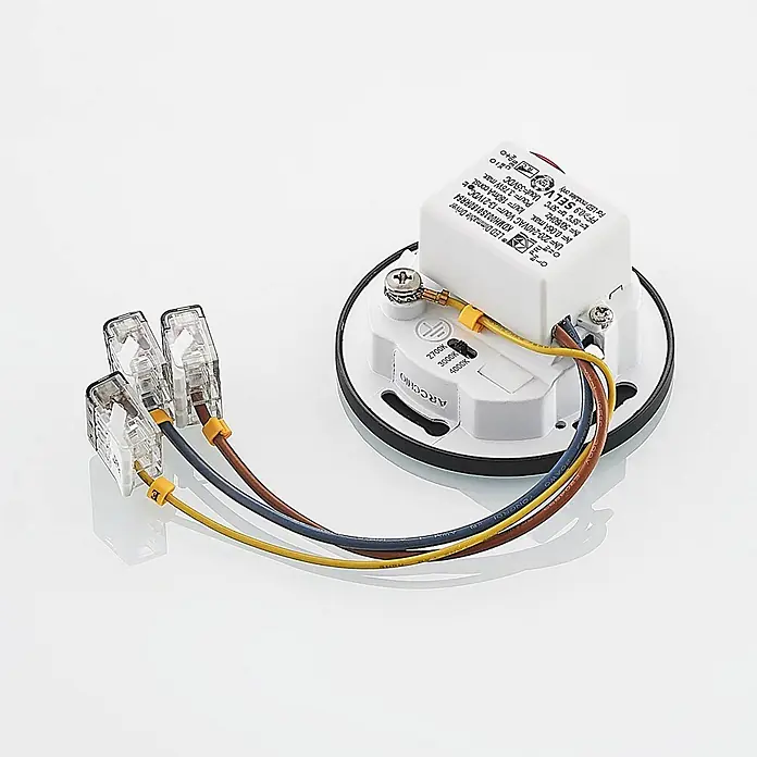 Arcchio Wandleuchte Vexi - L x B x H: 7,5 x 7,5 x 4,5 cm, schwarz - Weiß-schwarzer LED-Treiber mit Kabeln an transparenten Schnellverbindern, Farbtemperaturwähler (2700K, 3000K, 4000K).