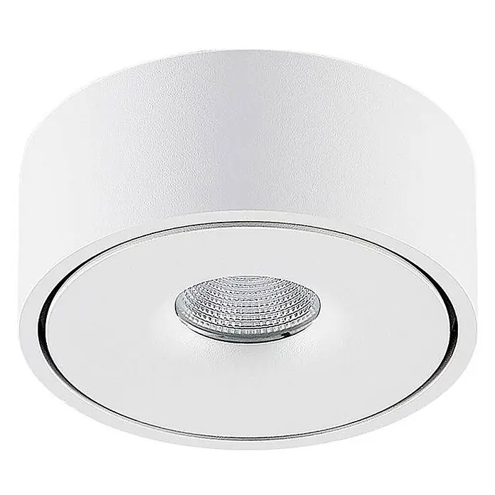 Arcchio Deckenleuchte Ranka - weiß / opal - Weißer zylindrischer Aufbau-Downlight mit zentralem klarem, texturiertem LED-Modul.