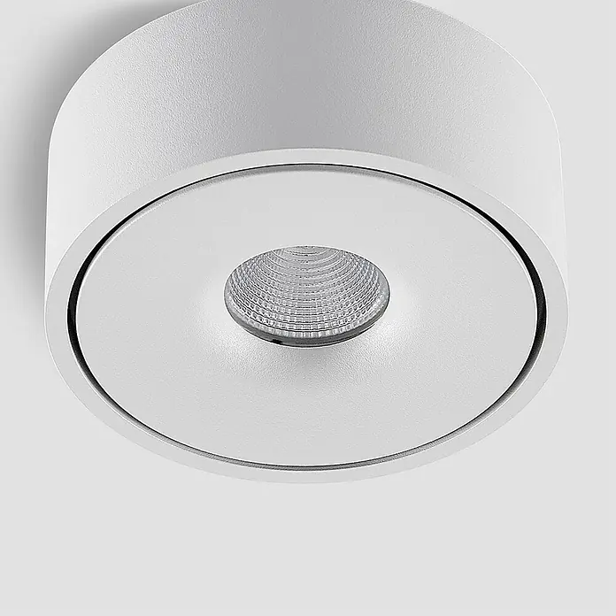 Arcchio Deckenleuchte Ranka - weiß / opal - Weißer zylindrischer Anbau-Downlight mit klarer strukturierter Linse.