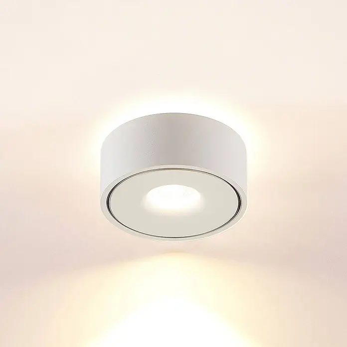 Arcchio Deckenleuchte Ranka - weiß / opal - Weiße zylindrische Deckenleuchte, an der Decke montiert, strahlt Licht nach oben und unten ab.