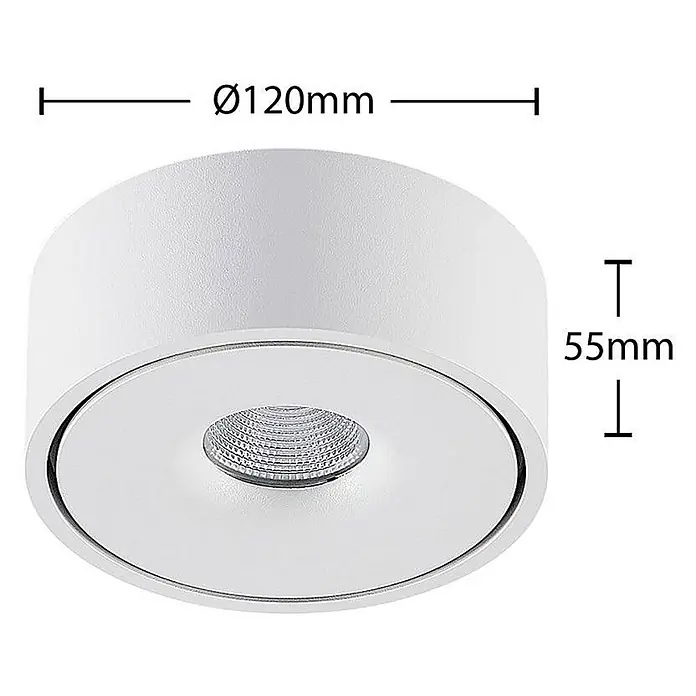 Arcchio Deckenleuchte Rotari - weiß / opal - Weiße runde Aufbauleuchte mit integriertem LED, Ø120mm, 55mm Höhe.