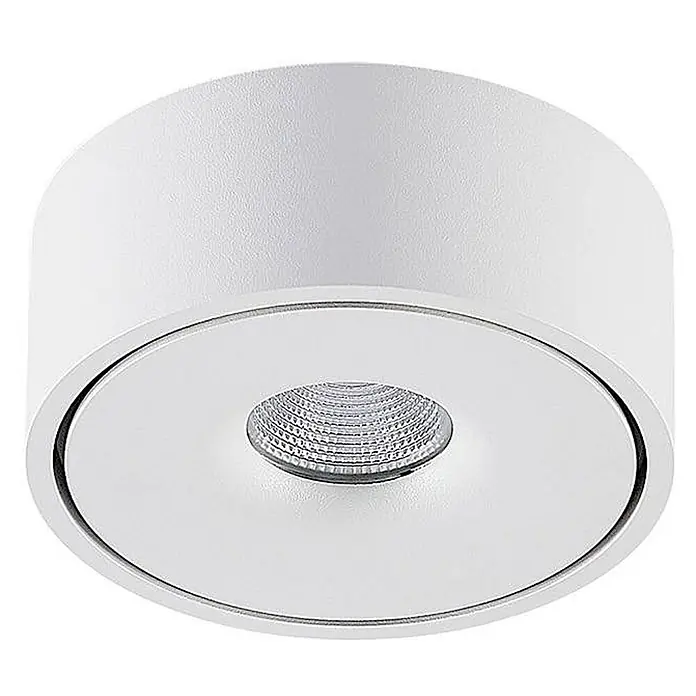 Arcchio Deckenleuchte Rotari - weiß / opal - Weiße runde Aufbauleuchte mit zylindrischem Gehäuse und zentraler integrierter LED-Lichtquelle.