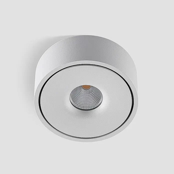 Arcchio Deckenleuchte Rotari - weiß / opal - Weißer zylindrischer Anbau-Strahler mit zentraler texturierter LED-Lichtquelle.