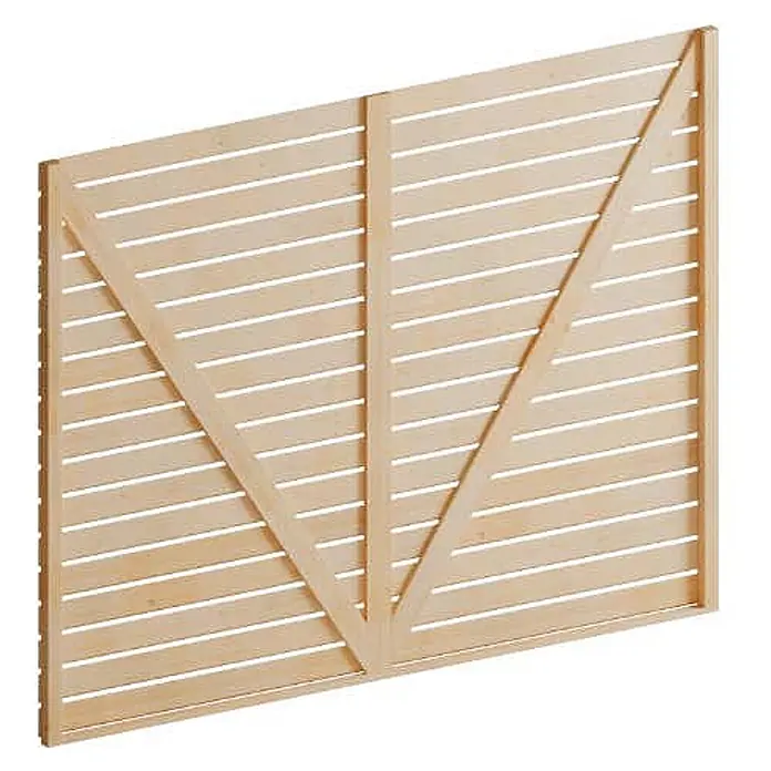 Alpholz Carport Olaf Exklusiv - Außenmaß inkl. Dachüberstand (B x T): 6 x 6 m, Doppelcarport, Naturbelassen - Helles Holzlamellen-Sichtschutzelement mit Diagonalstreben.