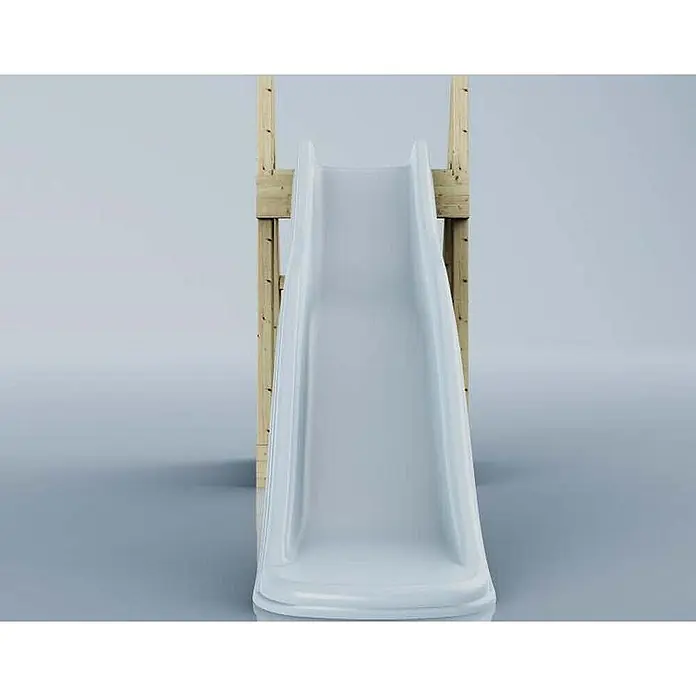 OutdoorToys Rutsche Fuchs - B x L: 22 x 60 cm, Holz, Blau - Weiße Rutsche auf einer Holzspielstruktur.