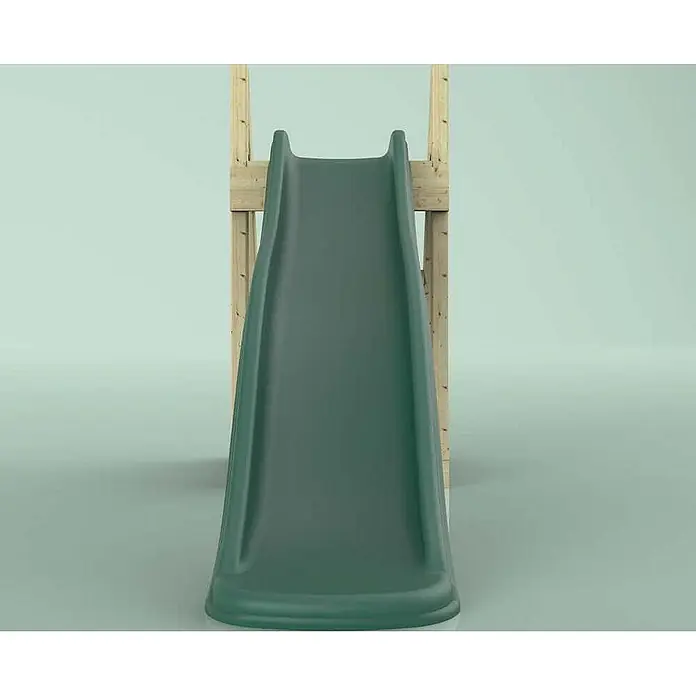 OutdoorToys Rutsche Grizzly - B x L: 22 x 60 cm, Holz, Grün - Dunkelgrüne Kunststoffrutsche mit hellem Holzrahmen.