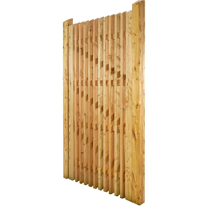 GartenLand Zauntor Lattenzaun WIEN abgeschrägt - 100 x 180 cm, Lärche, Holz - Lattenzaun-Element aus hellem Naturholz, ideal als Sichtschutz für den Garten.