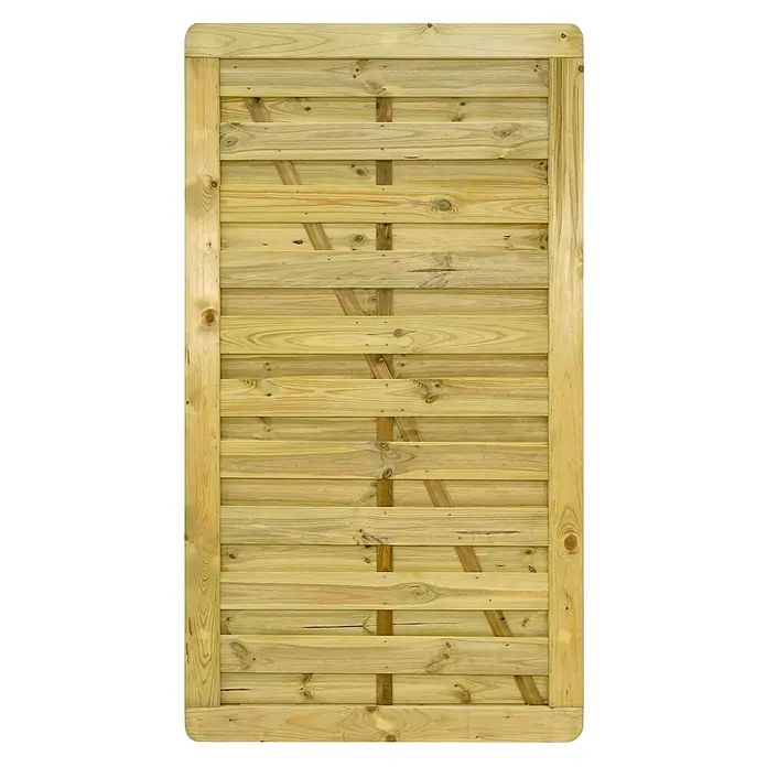 GartenLand Zauntor VARIO MASSIV gerade - 100 x 180 cm, Kiefer KDI Grün, Holz - Rechteckiges Holzzaunfeld mit horizontalen Latten und Innenverstrebung.