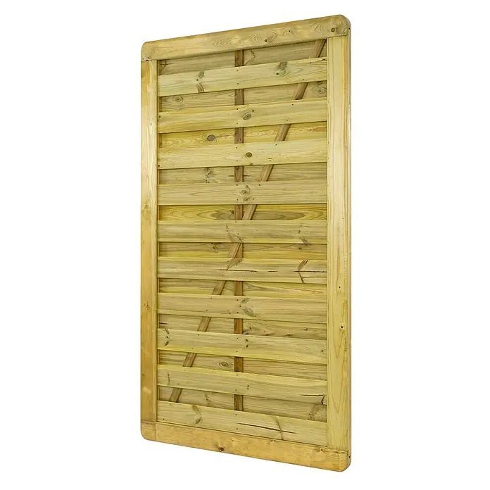 GartenLand Zauntor VARIO MASSIV gerade - 100 x 180 cm, Kiefer KDI Grün, Holz - Helles, behandeltes Holztor oder Zaunfeld mit horizontalen Latten, gerahmt und abgerundeten Ecken.