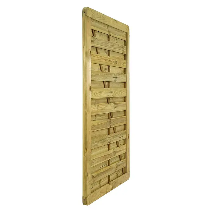 GartenLand Zauntor VARIO MASSIV gerade - 100 x 180 cm, Kiefer KDI Grün, Holz - Imprägnierte Holzzaunplatte mit horizontalen Latten und robustem Rahmen. Ideal für Gärten.