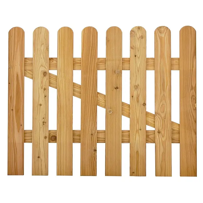 GartenLand Zauntor Vorgartenzaun MAILAND gerade - 100 x 80 cm, Lärche, Holz - Gartentor aus Naturholz mit abgerundeten Latten und stabilen horizontalen und diagonalen Stützstreben.