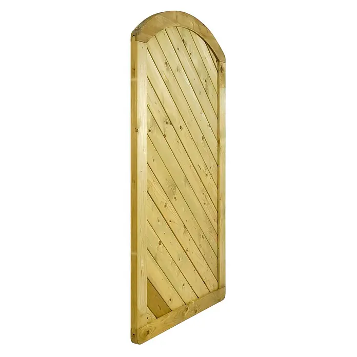 GartenLand Zauntor INNSBRUCK MASSIV gebogen - 100 x 180 cm, Fichte KDI Grün, Holz - Helles Holztor mit Rundbogen und diagonalen Lamellen.