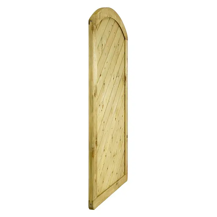 GartenLand Zauntor INNSBRUCK MASSIV gebogen - 100 x 180 cm, Fichte KDI Grün, Holz - Hölzernes Gartentor mit gewölbtem oberen Teil und diagonalen Holzlatten.