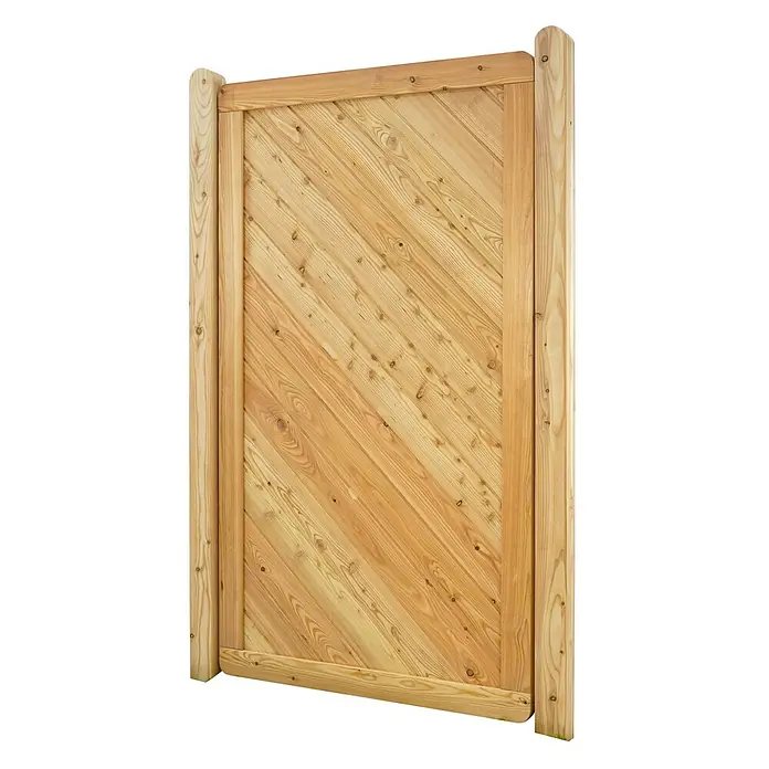 GartenLand Zauntor NIZZA gerade - 100 x 180 cm, Lärche, Holz - Helles Holztor mit diagonalen Latten und robustem Rahmen.