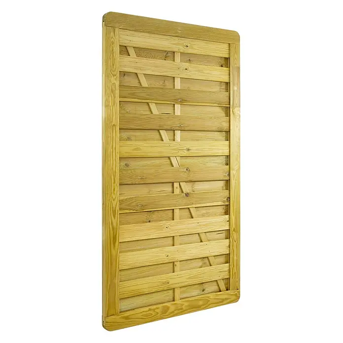 GartenLand Zauntor VARIO gerade - Kiefer KDI Grün, Holz - Heller Holzzaun mit geflochtenen Querlatten und stabilem Rahmen.