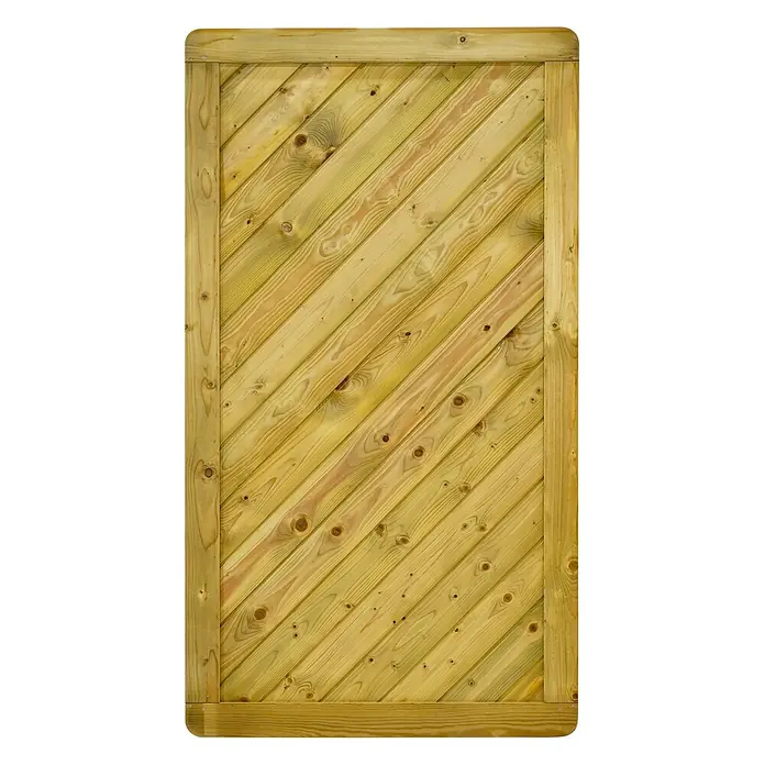 GartenLand Zauntor INNSBRUCK MASSIV gerade - 100 x 180 cm, Fichte KDI Grün, Holz - Gartentor aus hellem Holz mit diagonalen Latten in einem stabilen rechteckigen Rahmen.