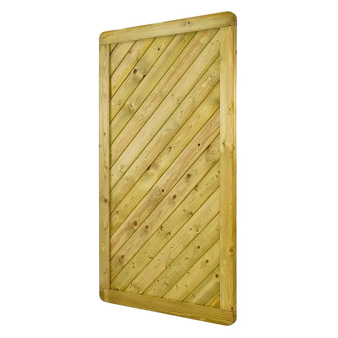 GartenLand Zauntor INNSBRUCK MASSIV gerade - 100 x 180 cm, Fichte KDI Grün, Holz - Gartenspalier aus hellem Holz mit diagonalen Latten und stabilem Rahmen.