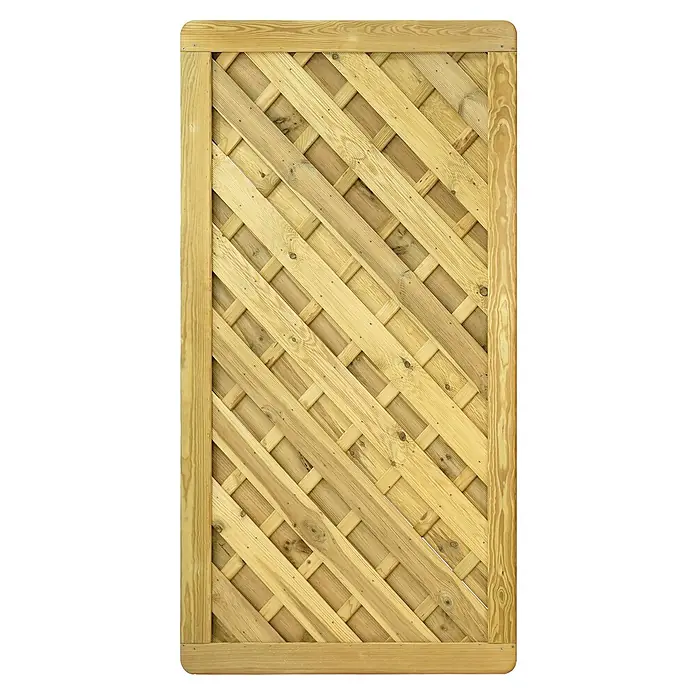 GartenLand Zauntor Diagonalzaun VARIO gerade - 100 x 180 cm, Kiefer KDI Grün, Holz - Rechteckiges Holzspalierpaneel mit diagonalem Rankgitter, ideal für Kletterpflanzen oder als Zaun.
