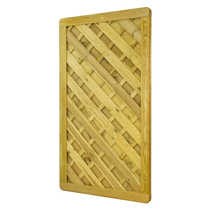 GartenLand Zauntor Diagonalzaun VARIO gerade - 100 x 180 cm, Kiefer KDI Grün, Holz - Helles Holzspalier mit diagonalem Gittermuster, ideal für Zäune oder Gartensichtschutz.
